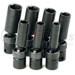 SK Hand Tool 33329 3/8" Dr 6 Pt Deep Swivel SAE Impact Socket Set, 7 Pc