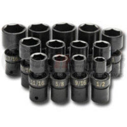 SK Hand Tool 34300 1/2" Dr SAE Swivel Impact Socket Set, 13 Pc