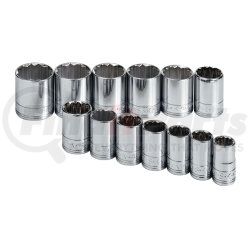 SK Hand Tool 1913 1/2" Dr 12 Pt STD Metric  Socket Set, 13 Pc