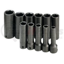 SK Hand Tool 4041 1/2" Dr 6 Pt Deep SAE ImpactSocket Set, 11 Pc