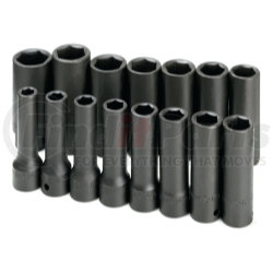 SK Hand Tool 4048 1/2" Dr 6 Pt Deep Metric ImpactSocket Set, 15 Pc