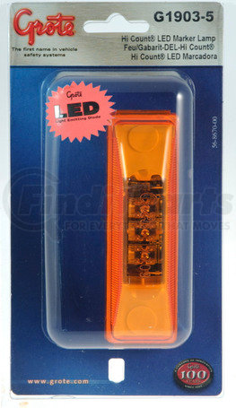 Grote G1903-5 Hi Count® 3-Diode LED Clearance / Marker Light - Yellow, Multi Pack