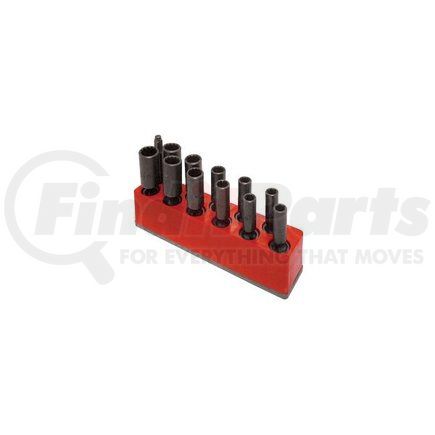 Mechanic's Time Savers 981 3/8" Dr Swivel/Impact 11-Hole (Metric) Magnetic Socket Organizer, Std Red