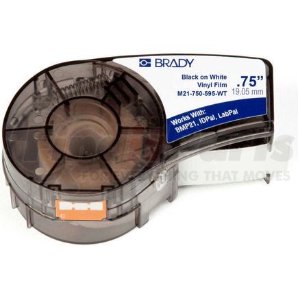 Brady M21-750-595-WT Brady BMP21 Series Indoor-Outdoor Industrial Vinyl Label, 3-4"W X 21'L, Blk-Wht, M21-750-595-WT