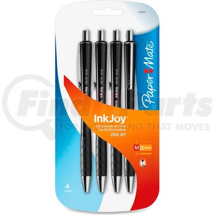 Paper Mate 1781577 Paper Mate&#174; Retractable Ballpoint Pens, Black Ink, Black Barrel, 4/Pack