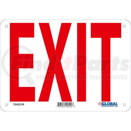 National Marker Company GLOM24R Global Industrial&#8482; Exit Sign, 10''W x 7''H , Rigid Plastic