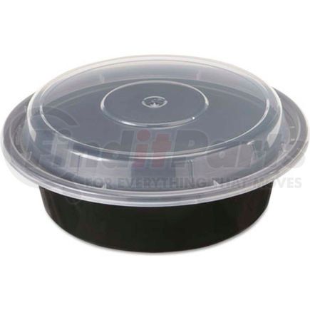 United Stationers NC718B VERSAtainer Microwavable Round Containers, 16 oz., 6" Diameter, Black/Clear - 150 Pack