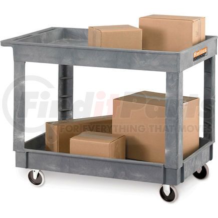 Rubbermaid 3485207 Standard Plastic Tray Top Utility Cart, 2 Shelf, 36"Lx24"W, 5" Casters, Gray