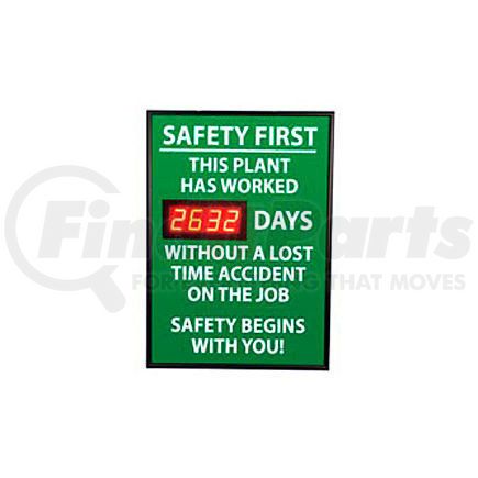 National Marker Company DSB3 Digital Safety Scoreboard Sign - Safety First, This Plant, Lost Time