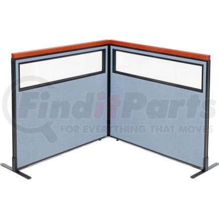 Global Industrial 695016BL Interion® Deluxe Freestanding 2-Panel Corner Divider w/Partial Window 48-1/4"W x 43-1/2"H Blue