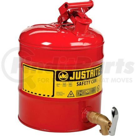 Justrite 7150150 Justrite® 5 Gallon Safety Shelf Can with Bottom Faucet 08902, 7150150