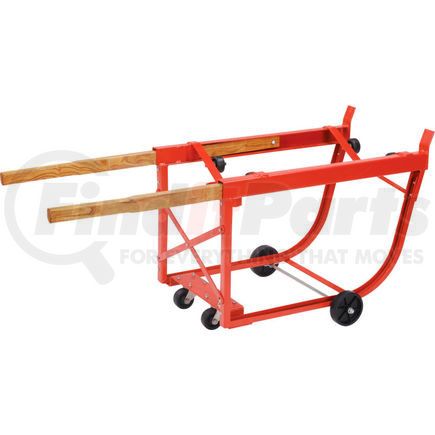 Global Industrial 482132 Global Industrial&#8482; Heavy Duty Rotating Drum Cradle with Wood Handles & Polyolefin Wheels