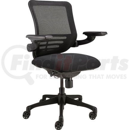 Global Industrial SL-D5B-BK Interion&#174; Mesh Chair with Adjustable Flip Arms & Mid Back, Fabric, Black