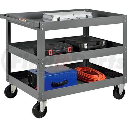 Global Industrial 988845 Global Industrial&#153; Steel Stock Cart, 3 Deep Tray Shelves, 24"Wx36"L, 800 Lbs. Cap.