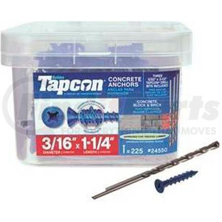 Itw Brands 24550 ITW Tapcon Concrete Anchor - 3/16 x 1-1/4" - Phillips Flat Head - Pkg of 225 - 24550