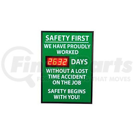 National Marker Company DSB8 Digital Safety Scoreboard Sign - Safety First, We Have Proudly, Lost Time