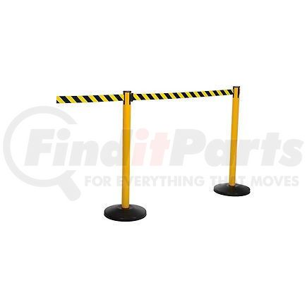 Queue Solutions SM450Y-YB100 SafetyMaster 450 Retractable Belt Barrier, 40" Yellow Post, 11' Black/Yellow Belt