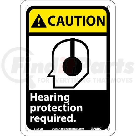 National Marker Company CGA5R Graphic Signs - Caution Hearing Protection - Plastic 7"W X 10"H