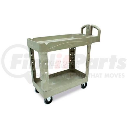 Rubbermaid FG450088BEIG Rubbermaid&#174; Heavy Duty Plastic Tray Top Utility Cart, 2 Shelf, 39"Lx18"W, 5" Casters, Beige