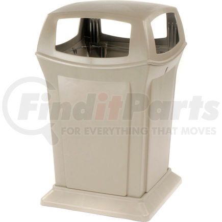 Rubbermaid FG917388BEIG Rubbermaid&#174; Plastic Square 4 Openings Trash Can, 45 Gallon, Beige