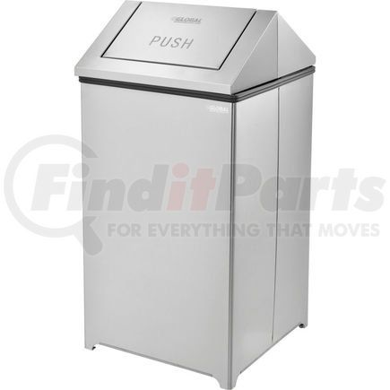 Global Industrial EK98045L-SS Global Industrial&#153; Stainless Steel Square Swing Top Trash Can, 40 Gallon