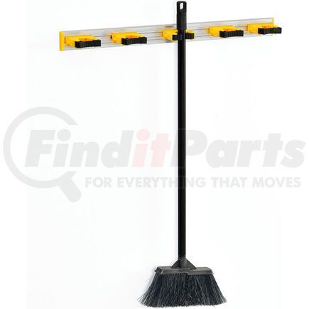 Global Industrial TS705 Global Industrial&#153; Mop & Broom Holder, Gray/Black/Yellow, 27-1/2", 5 Prongs