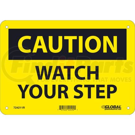 National Marker Company GLOC203R Global Industrial&#8482; Caution Watch Your Step, 7x10, Rigid Plastic