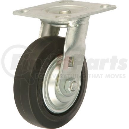 Global Industrial TP65-5-RCI Global Industrial™ Heavy Duty Swivel Plate Caster 5" Mold-on Rubber Wheel 350 lb. Capacity