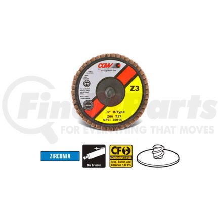 Cgw Abrasive 30015 CGW Abrasives 30015 Abrasive Quick Change 3" TR 80 Grit Zirconia