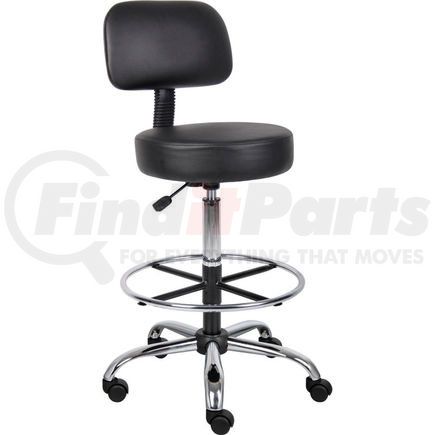 Boss B522158A Interion&#174; Vinyl Medical Stool with Backrest and Footring, Black