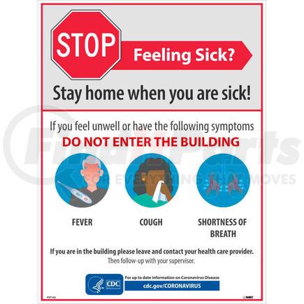 National Marker Company PST142 Stay Home When You Are Sick Poster, 18" X 24", Synthetic paper