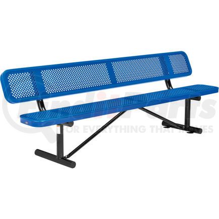 Global Industrial 262077BL Global Industrial™ 8 ft. Outdoor Steel Picnic Bench with Backrest - Perforated Metal - Blue