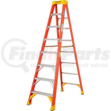 Werner 6208 Werner 8' Fiberglass Step Ladder w/ Plastic Tool Tray 300 lb. Cap - 6208