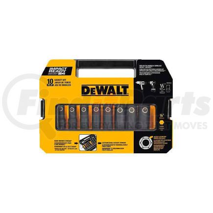 DEWALT DW22812 DeWALT&#174; Impact Ready Socket Set, DW22812, 1/2" Drive, 10 Pieces