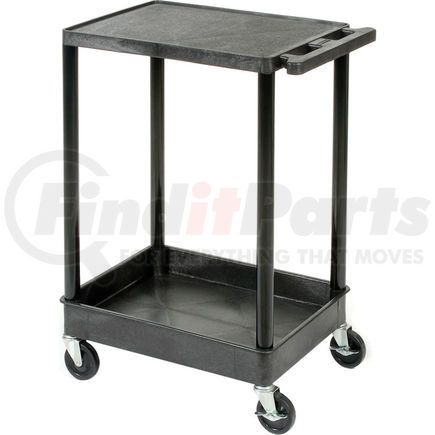 Luxor TC21-B Luxor&#174; TC21 Flat Top Shelf 2 Shelf Plastic Cart 32x24 4" Casters 400 Lb.