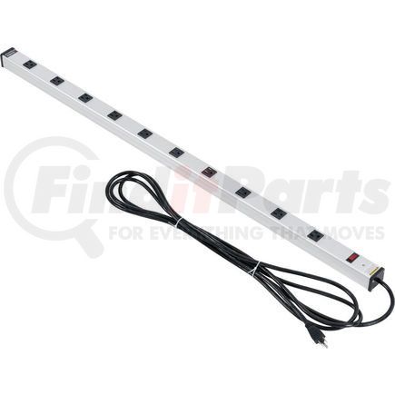 Global Industrial LTS-48-10-15FT Global Industrial&#153; Power Strip, 10 Outlets, 15A, 48"L, 15' Cord