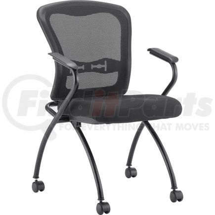 Global Industrial A844NPI Interion&#174; Stacking Chair With Mid Back & Fixed Arms, Fabric, Black