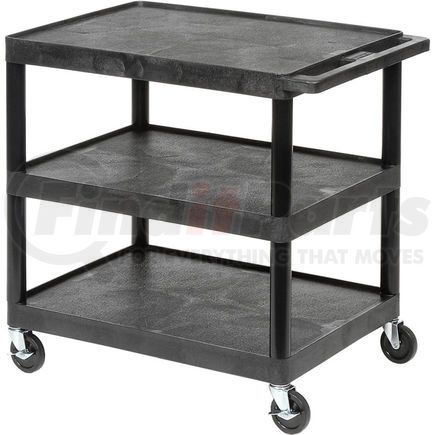 Luxor HE34-B Luxor&#174; Plastic Utility Cart, 3 Shelf, 24"Lx18"Wx34"H, Black