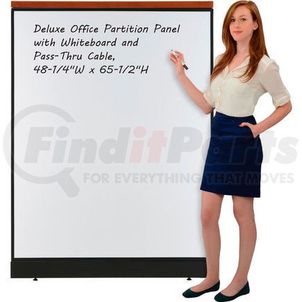 Global Industrial 695143BP Interion® Deluxe Office Partition Panel w/Whiteboard and Pass-Thru Cable 48-1/4"W x 65-1/2"H