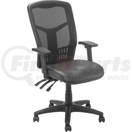 Global Industrial A90342TMH1+38L1 Interion&#174; Mesh Office Chair With High Back & Adjustable Arms, Leather, Black