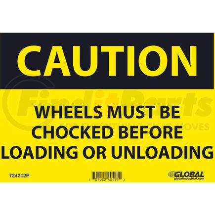 National Marker Company GLOC70P Global Industrial&#8482; Caution Wheels Must Be Chocked Before, 7x10, Pressure Sensitive Vinyl