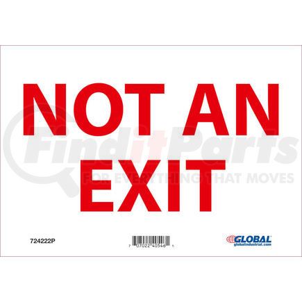 National Marker Company GLOM27P Global Industrial&#8482; Not An Exit, 10''W x 7''H, Pressure Sensitive Vinyl