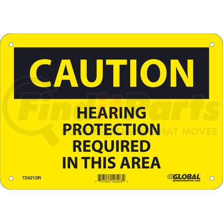 National Marker Company GLOC88R Global Industrial&#8482; Caution Hearing Protection Required, 7x10, Rigid Plastic