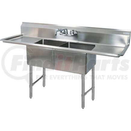 Bk Resources, Inc. BKS-2-18-12-18T BK Resources&#174; 2-Compartment Sink, 18X18X12 Deep, 8 Faucet Holes, 18 Drainboardss