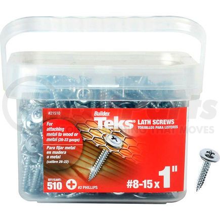 Itw Brands 21510 ITW Teks Lath Sharp Point Screw - #8-15 x 1" - Pkg of 510 - 21510