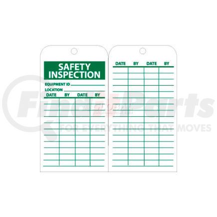 National Marker Company RPT170 NMC RPT170 Tags, Safety Inspection, 6" X 3", White/Green, 25/Pk