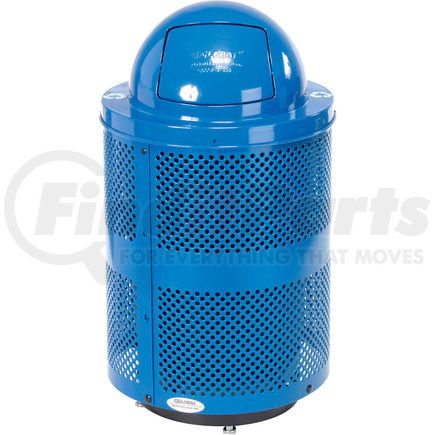 Global Industrial 261949RBLD Global Industrial&#153; Outdoor Perforated Steel Recycling Can With Dome Lid & Base, 36 Gallon, Blue