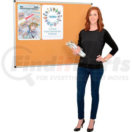 Bi-Silque Visual Communication Product, Inc. CA321170 Global Industrial&#8482; Cork Bulletin Board - 5' x 3' - Aluminum Frame