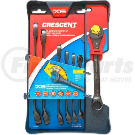 AS CX6RWS7 Crescent CX6RWS7 Combination Wrench Set with Ratcheting Open-End and Static Box-End, 7-Piece