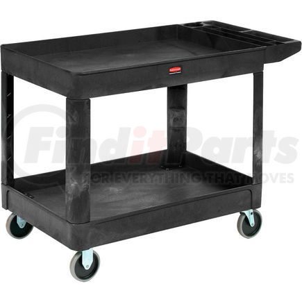 Rubbermaid FG454600BLA Rubbermaid&#174; Plastic Tray Top Utility Cart, 2 Shelf, 54"Lx25"W, 5" Casters, Black